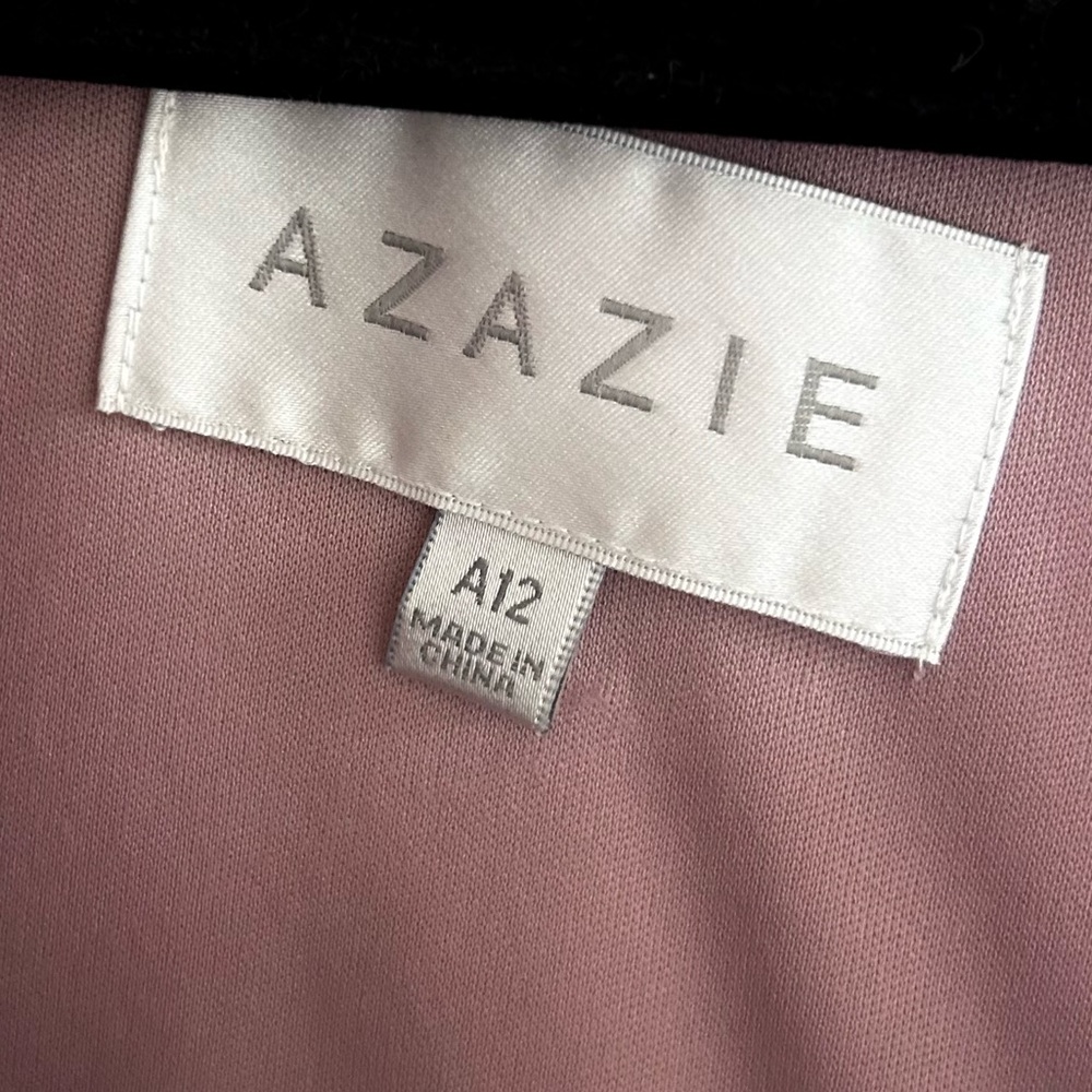AZAZIE Jael Dusty Mauve V-Neck Ruffle Maxi Dress Bridesmaid Formal Gown Size 12 - Picture 2 of 15